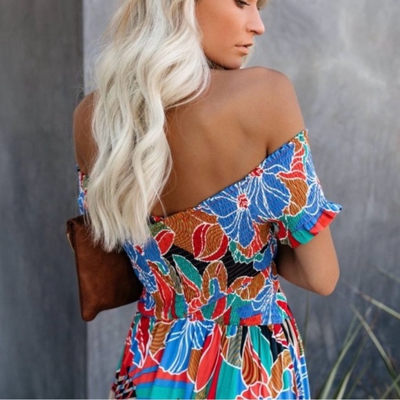 Vici off the Shoulder Multicolor Floral Dress - Picture 2 of 5